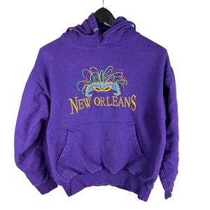 Vintage Y2K Women’s New Orleans Louisiana Mask Purple Hoodie Size M